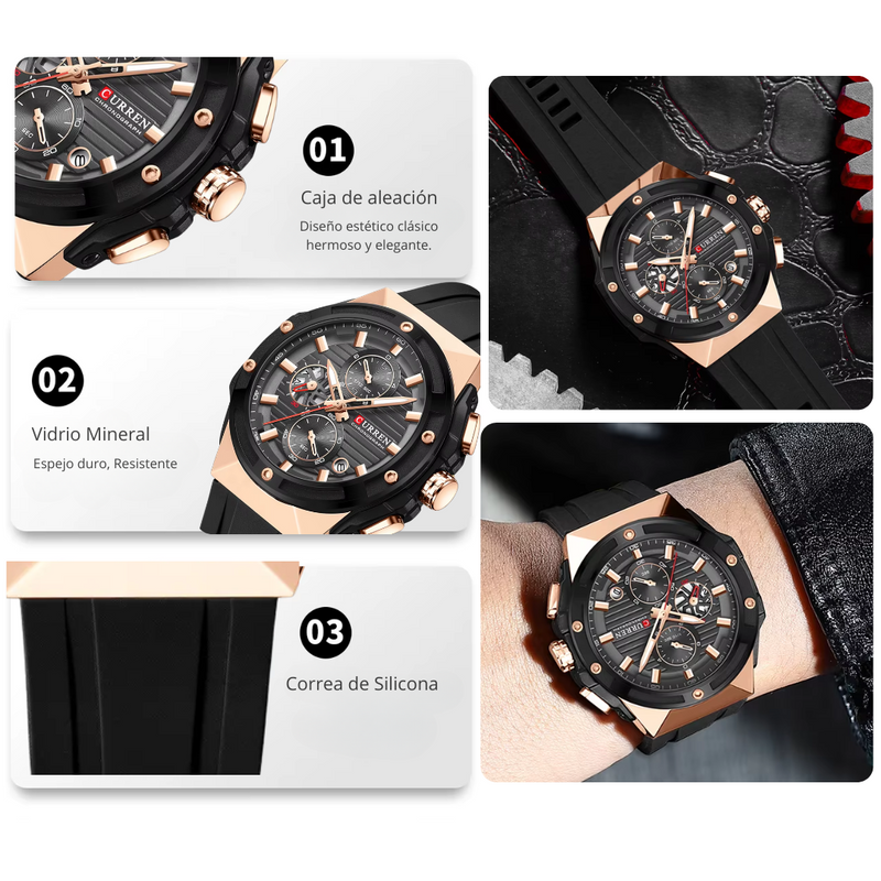 Reloj CURREN 8462 Cronógrafo Para Hombre Negro