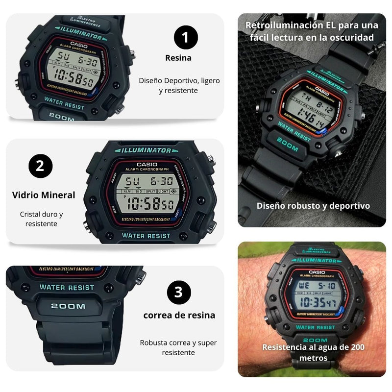 Reloj Casio DW-290-1VS Diseño Deportivo