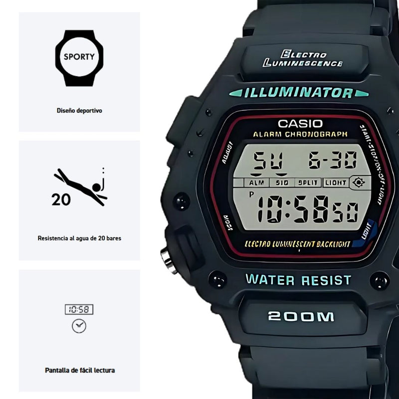 Reloj Casio DW-290-1VS Diseño Deportivo