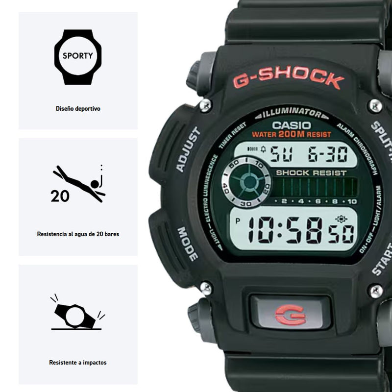 Reloj Casio Modelo DW-9052-1V Diseño Deportivo