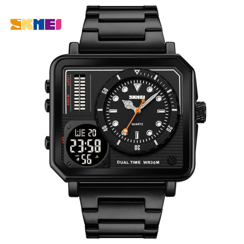 Reloj SKMEI Modelo 2025 Triple movimiento Acero Caballero - Negro