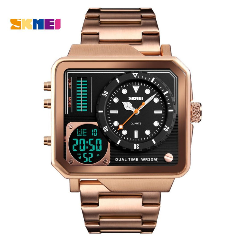 Reloj SKMEI Modelo 1392 Triple movimiento Acero Caballero - Oro rosa