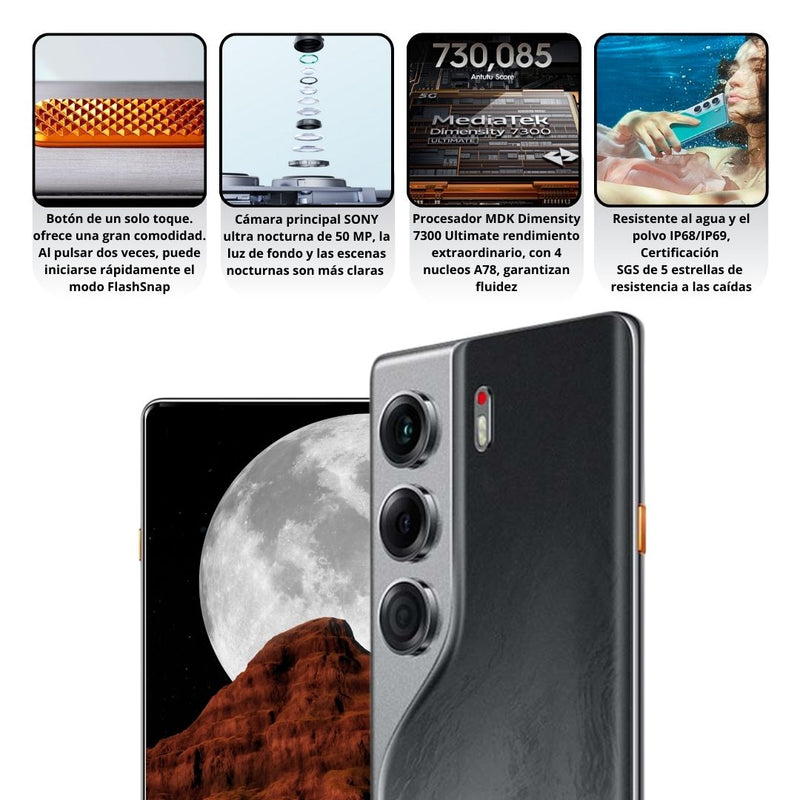 Celular TECNO CAMON 40 Pro 5G 256GB/8GB RAM - Negro
