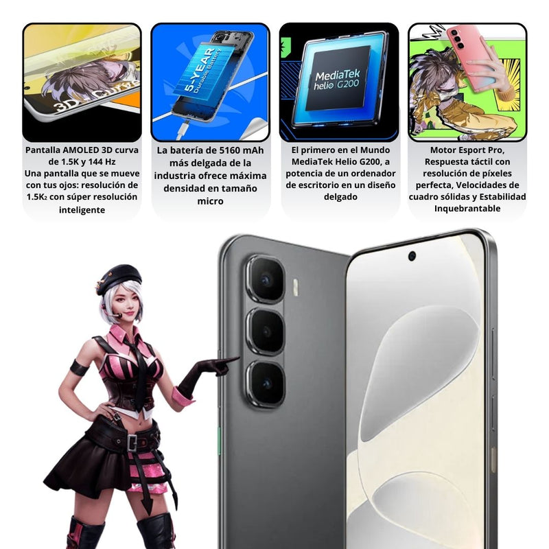 Celular INFINIX HOT 60 Pro Plus 256GB/8GB RAM - Negro