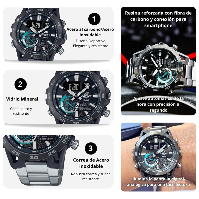 Reloj Casio Edifice ECB-40DB-1A Diseño Deportivo