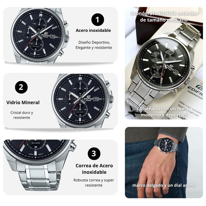 Reloj Casio Edifice EFV-610D-1A Diseño Elegante