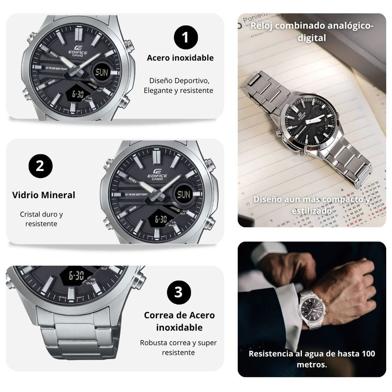 Reloj Casio Edifice EFV-C120D-1A Diseño Deportivo