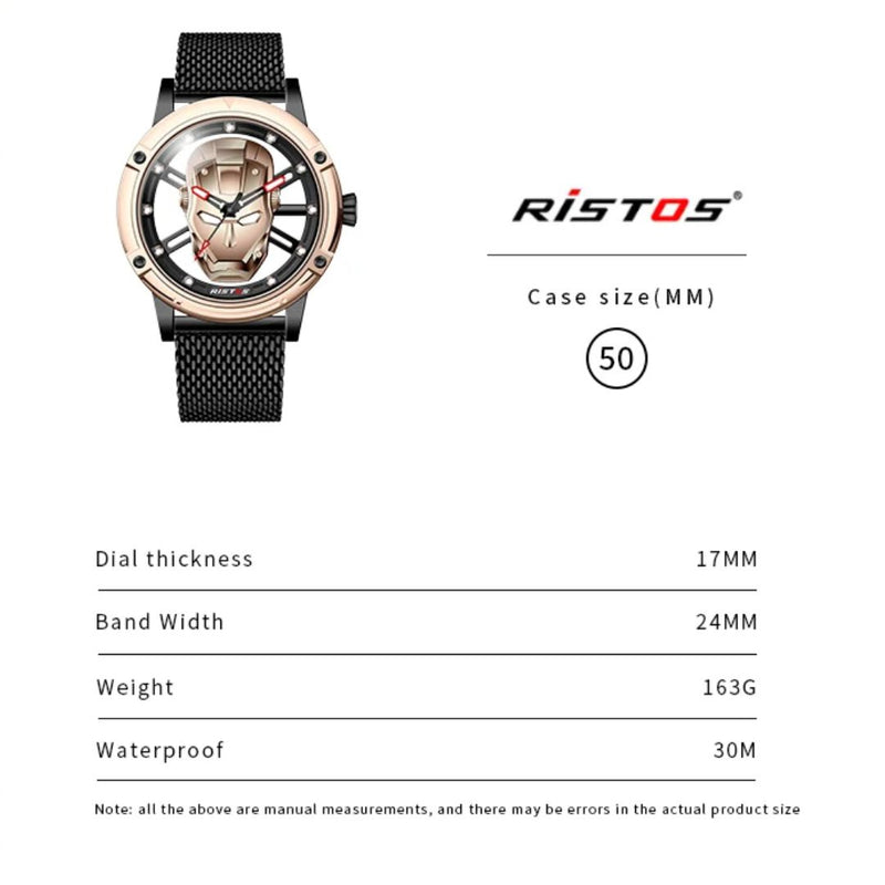 Reloj RISTOS 9445G Iron Man En Malla Negro