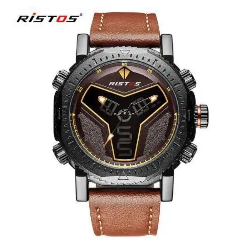 Reloj RISTOS 9341G Caballero Cuero Cafe - Elegante