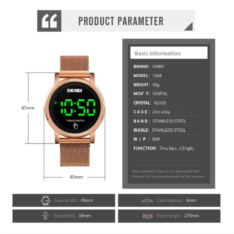 Reloj SKMEI Modelo 1668 Plateado Unisex Original y Deportivo