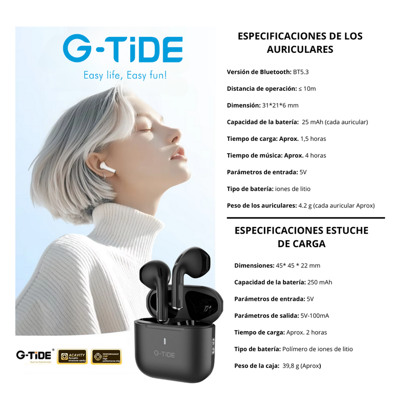 Audífonos Inalambricos G-Tide L11 – Negro