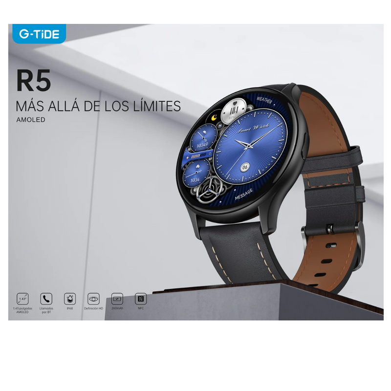 Reloj Inteligente G-TIDE R5 Pantalla AMOLED – Negro