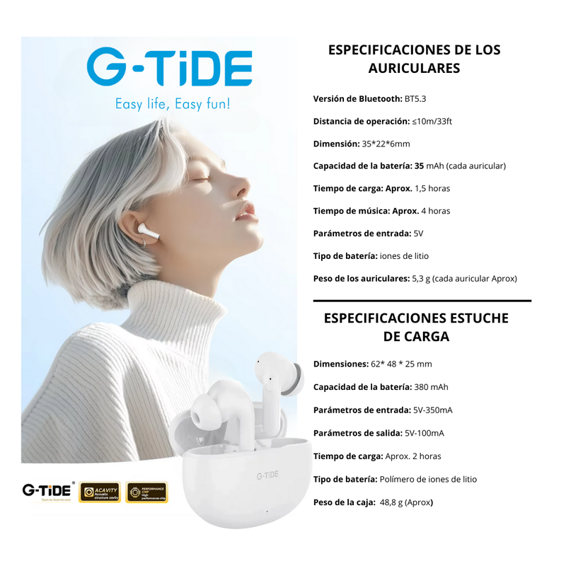 Audífonos Inalambricos G-Tide BUDS 2 – Negro