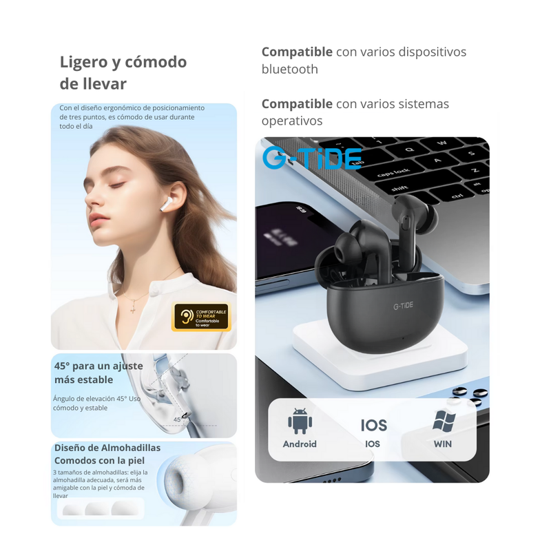 Audífonos Inalambricos G-Tide BUDS 2 – Negro