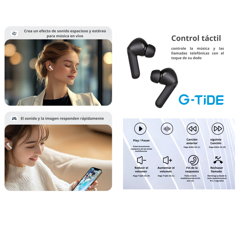 Audífonos Inalambricos G-Tide BUDS 2 – Negro