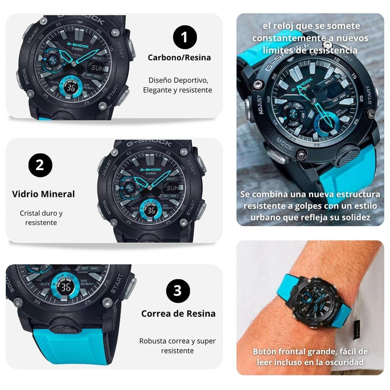 Reloj Casio G-SHOCK GA-2000-1A2 Diseño Deportivo