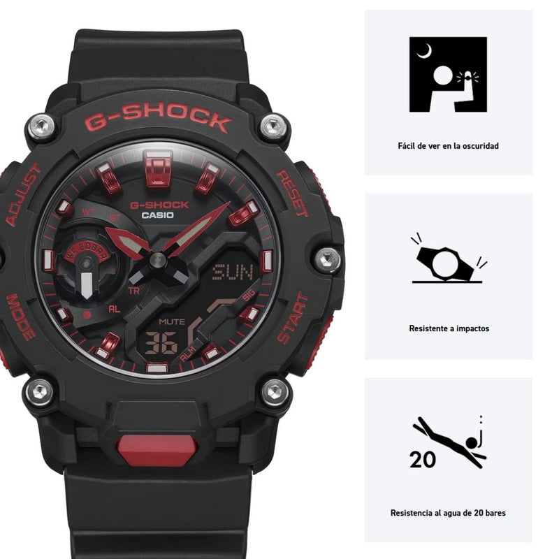 Reloj G-SHOCK GA-2200BNR-1A Diseño Deportivo