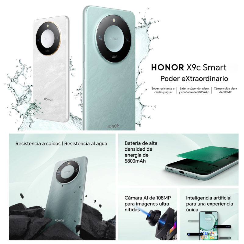 Celular HONOR X9c Smart 256GB 8GB Ram - Azul Cian