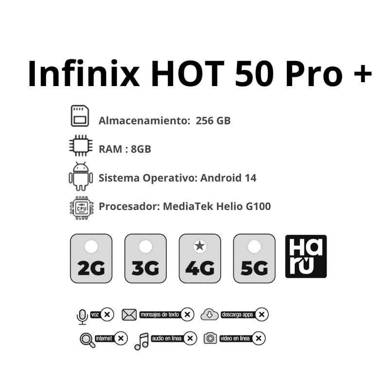 Celular Infinix Hot 50 Pro + 256GB/8GB RAM - Purpura