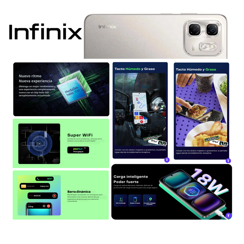 Celular Infinix Hot 50i 256GB/4GB RAM - Gris