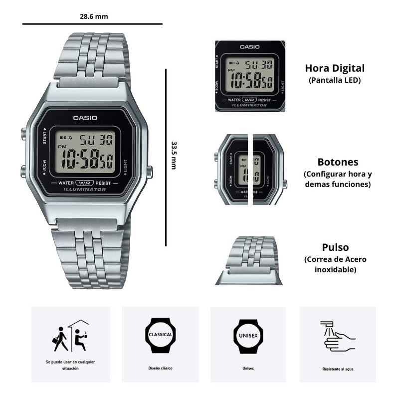 Reloj Casio LA680WA-1D Diseño casual