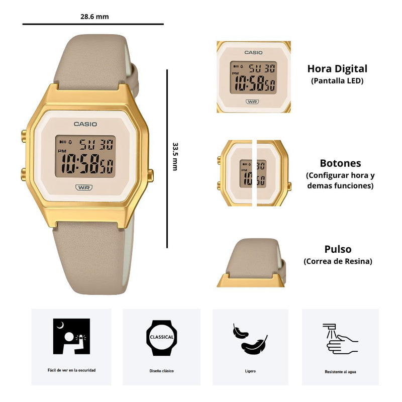 Reloj Casio Modelo LA680WEGL-5D Diseño clásico