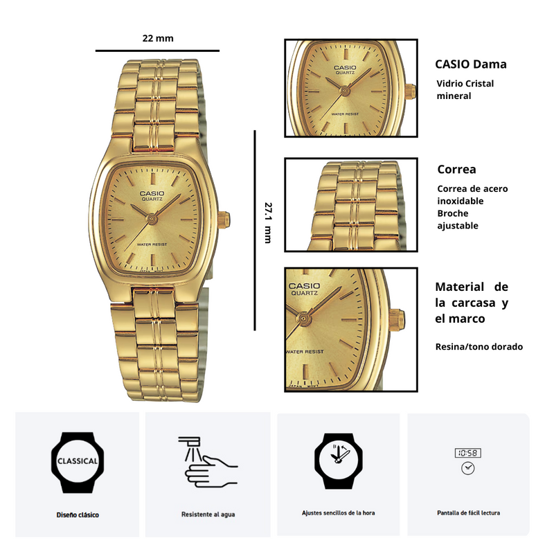 Reloj Casio Modelo LTP-1169N-9A Diseño Elegante