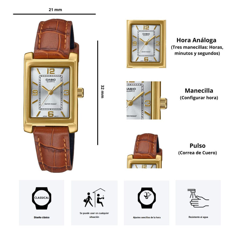 Reloj Casio LTP-1234GLL-7A Diseño Elegante
