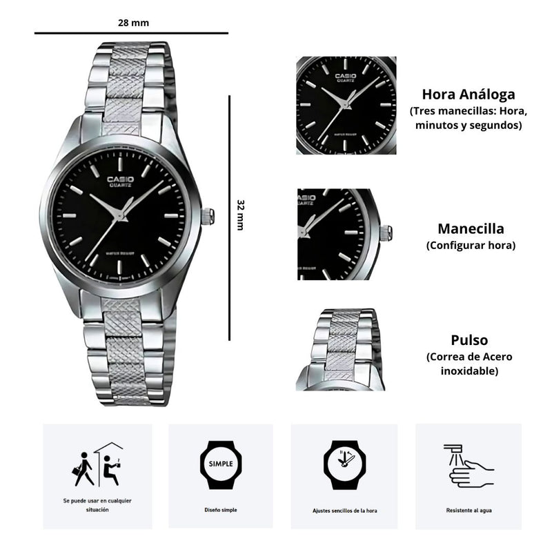 Reloj Casio LTP-1274D-1A Diseño Elegante