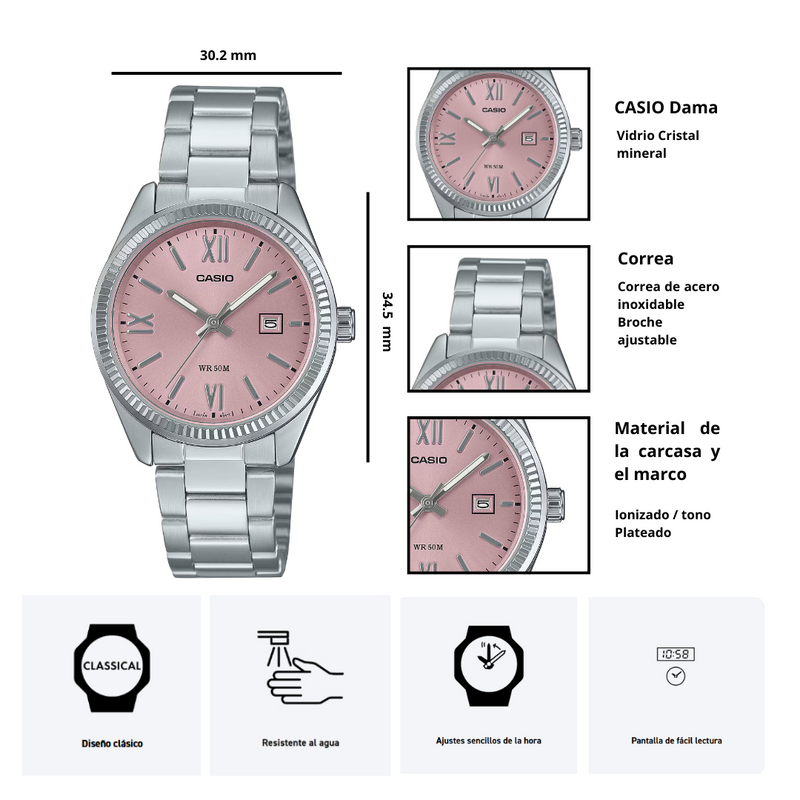 Reloj Casio Modelo LTP-1302DD-4A1 Diseño Elegante