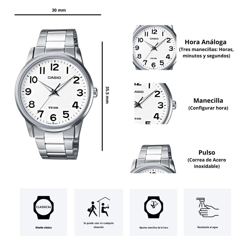 Reloj Casio Modelo LTP-1303D-7B Diseño Elegante