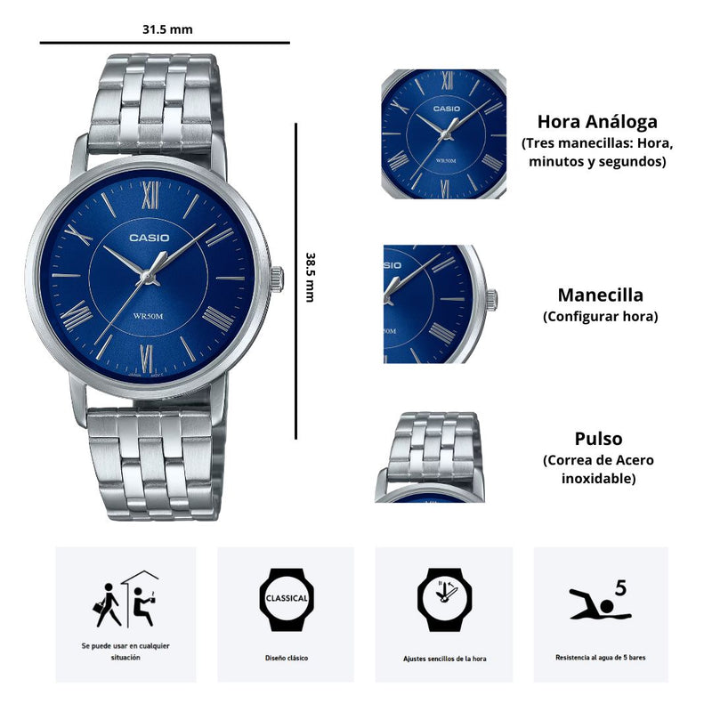 Reloj Casio Modelo LTP-B110D-2A Diseño Elegante