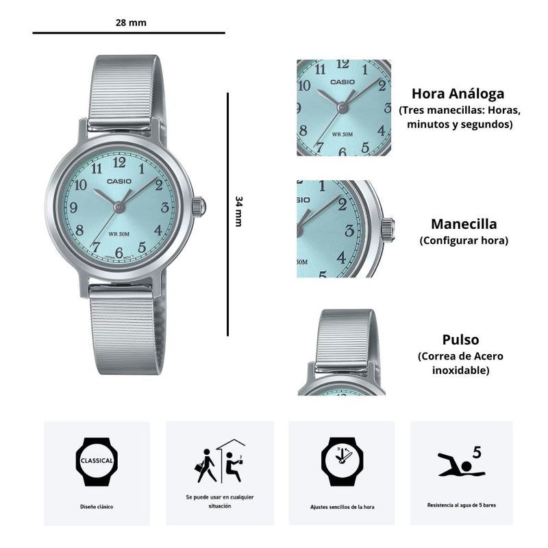 Reloj Casio LTP-B170D-2B Diseño Elegante