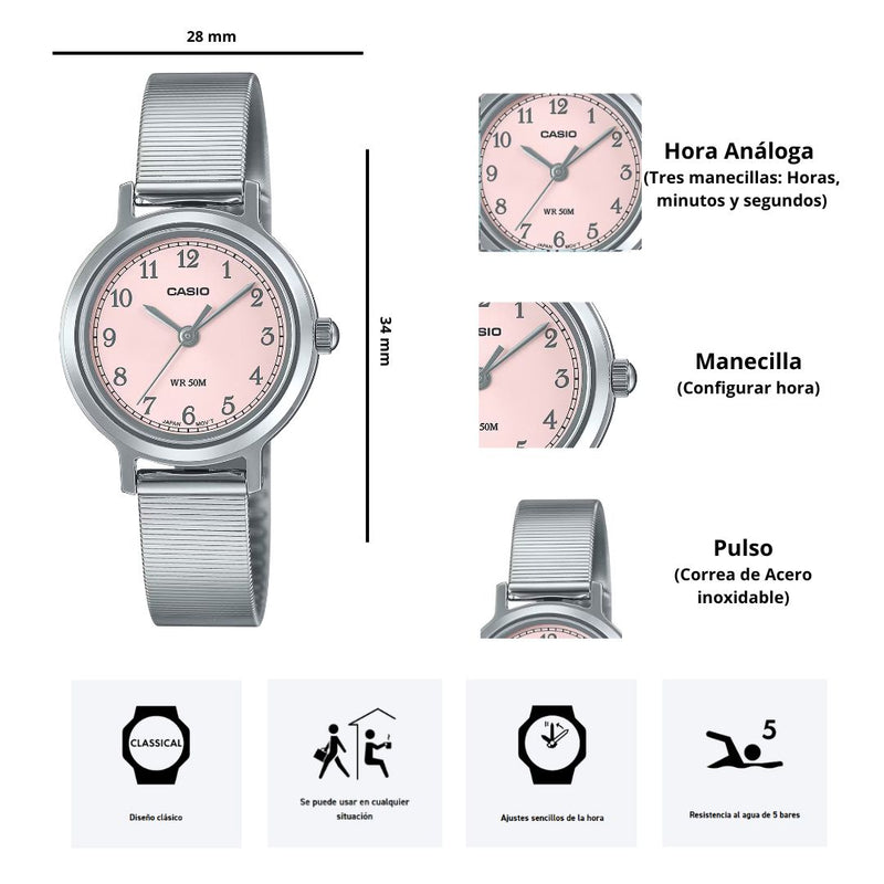 Reloj Casio LTP-B170D-4B Diseño Elegante