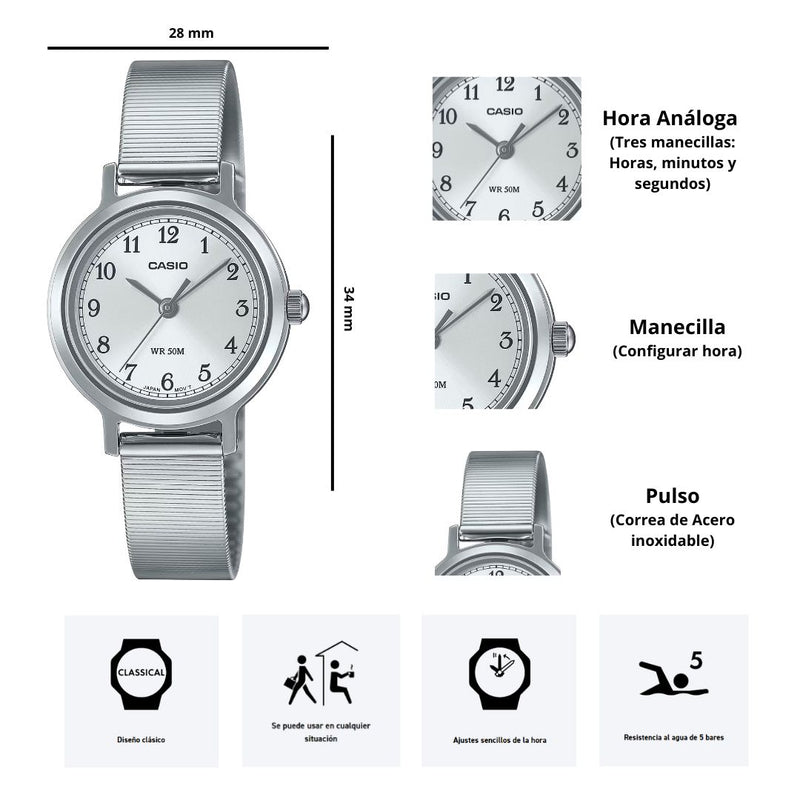 Reloj Casio LTP-B170D-7B Diseño Elegante