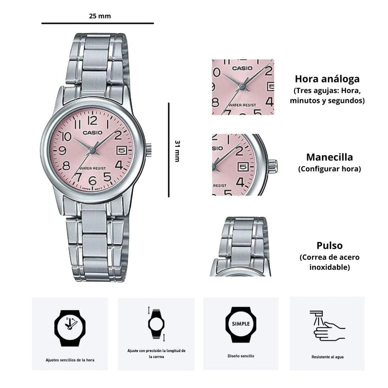 Reloj Casio Modelo LTP-V002D-4B Diseño Elegante