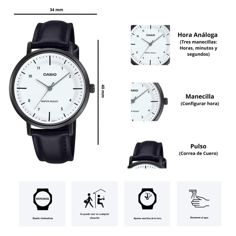 Reloj Casio LTP-VT03BL-7B Diseño Elegante