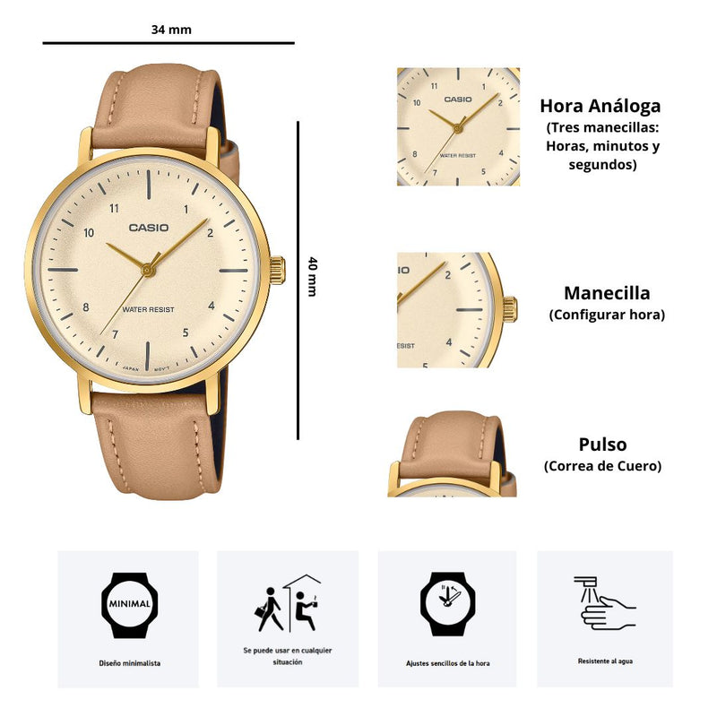 Reloj Casio LTP-VT03GL-4B Diseño Elegante