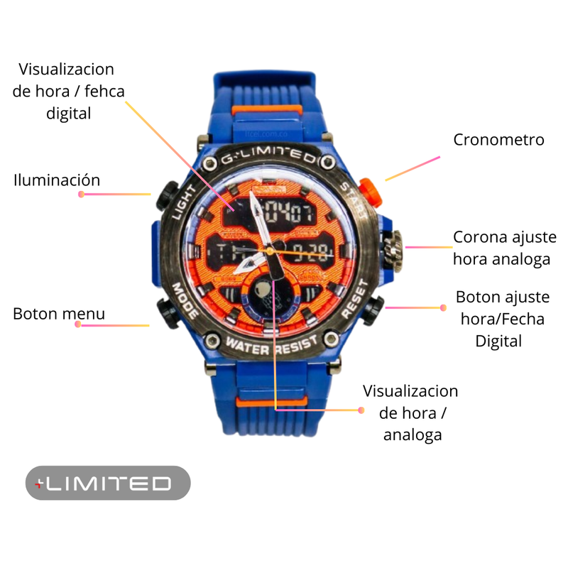 Reloj LIMITED 8069 Deportivo Cronógrafo - Azul