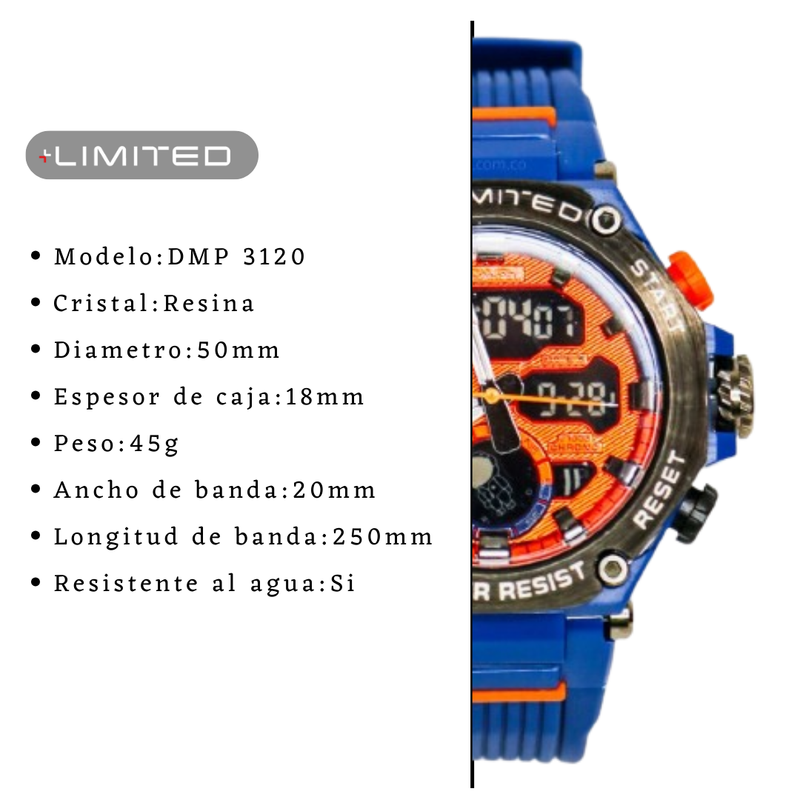 Reloj LIMITED 8069 Deportivo Cronógrafo - Azul