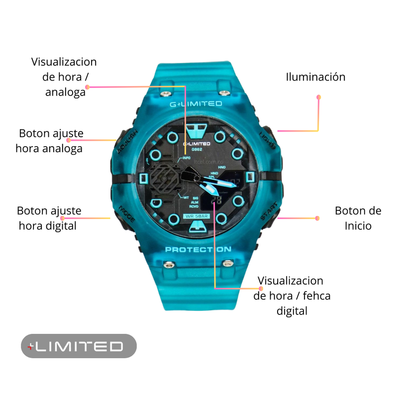 Reloj LIMITED G3120 Deportivo Resina Azul