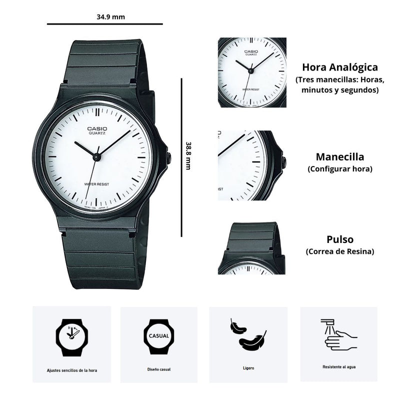 Reloj Casio Modelo MQ-24-7EL Diseño Clásico