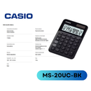 Calculadora Casio Modelo MS-20UC-BK - Negra