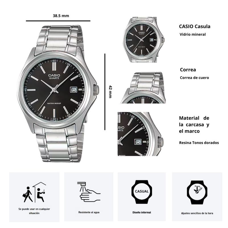 Reloj Casio Para Caballero MTP-1183A-1A Diseño Elegante