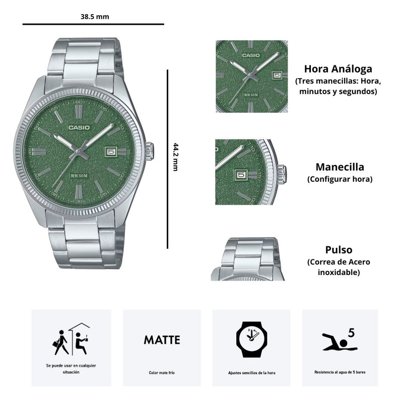 Reloj Casio MTP-1302DA-3A Diseño Casual