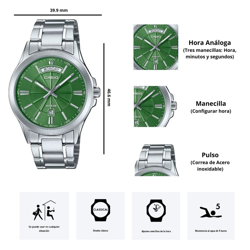 Reloj Casio MTP-1381D-3A Diseño Casual