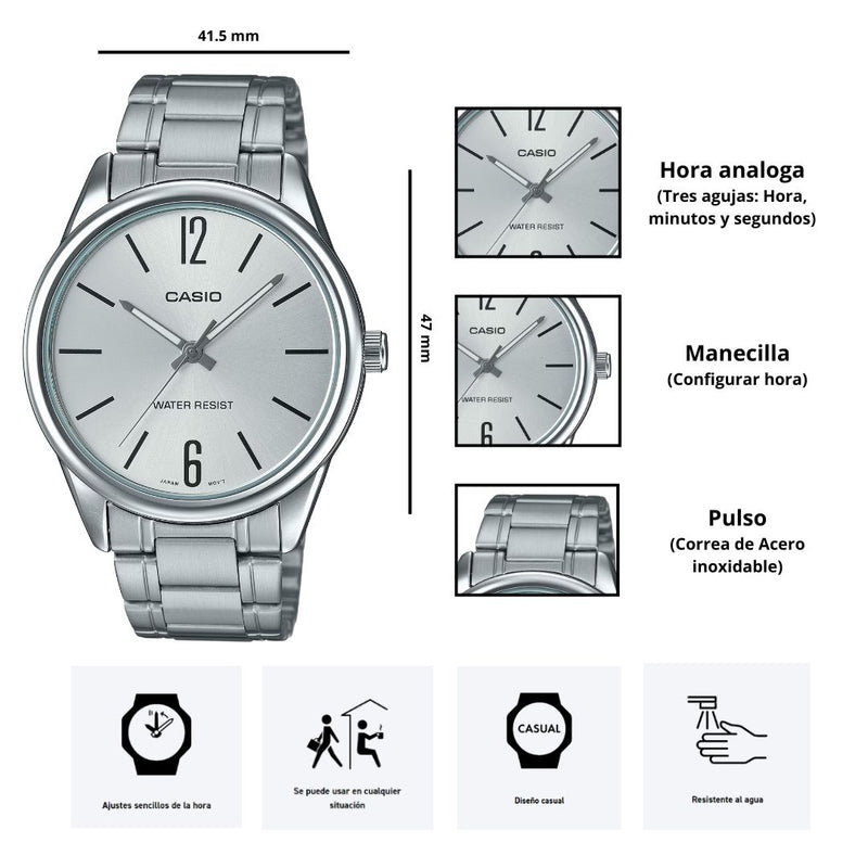 Reloj Casio Modelo MTP-V005D-7B Diseño Elegante