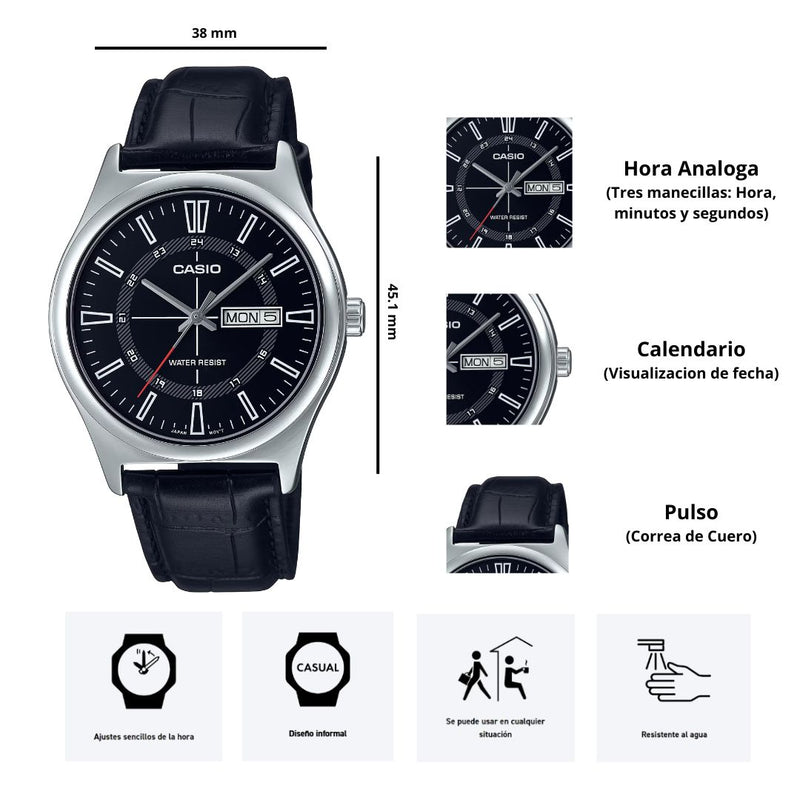 Reloj Casio Referencia MTP-V006L-1C Diseño Elegante