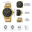 Reloj Casio Modelo MTP-V300G-1A Caballero Elegante