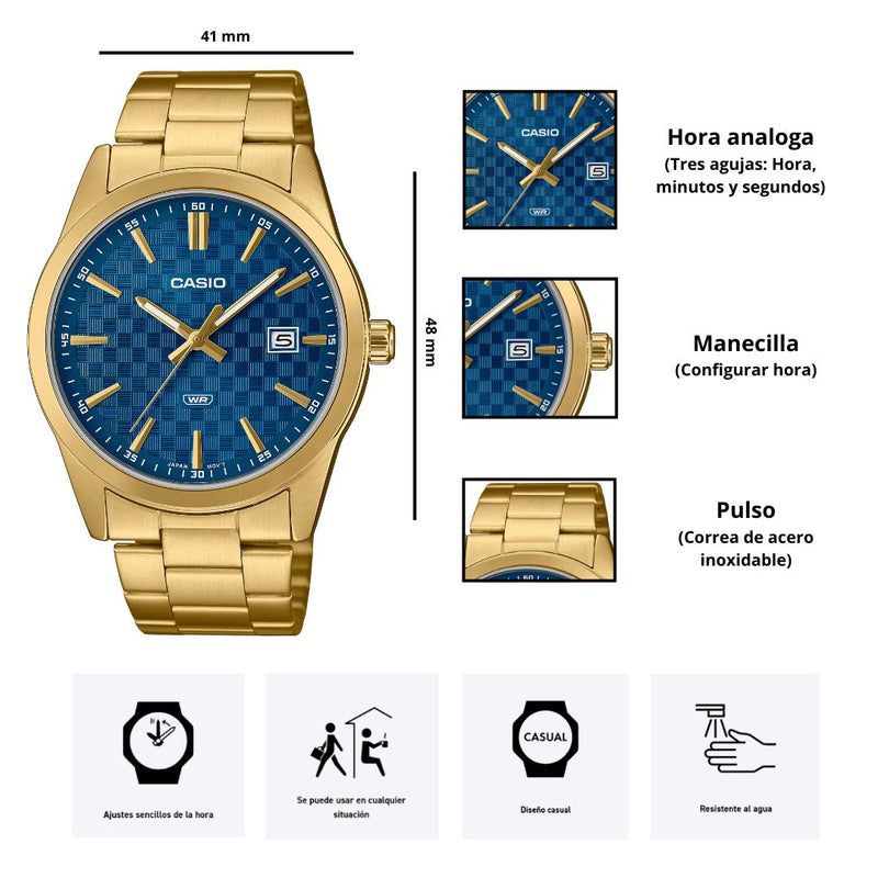 Reloj Casio MTP-VD03G-2A Diseño Casual